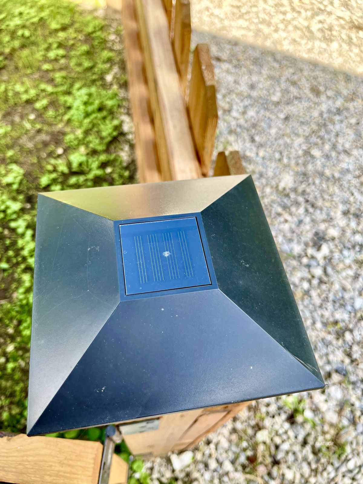 Solar lights on fence posts