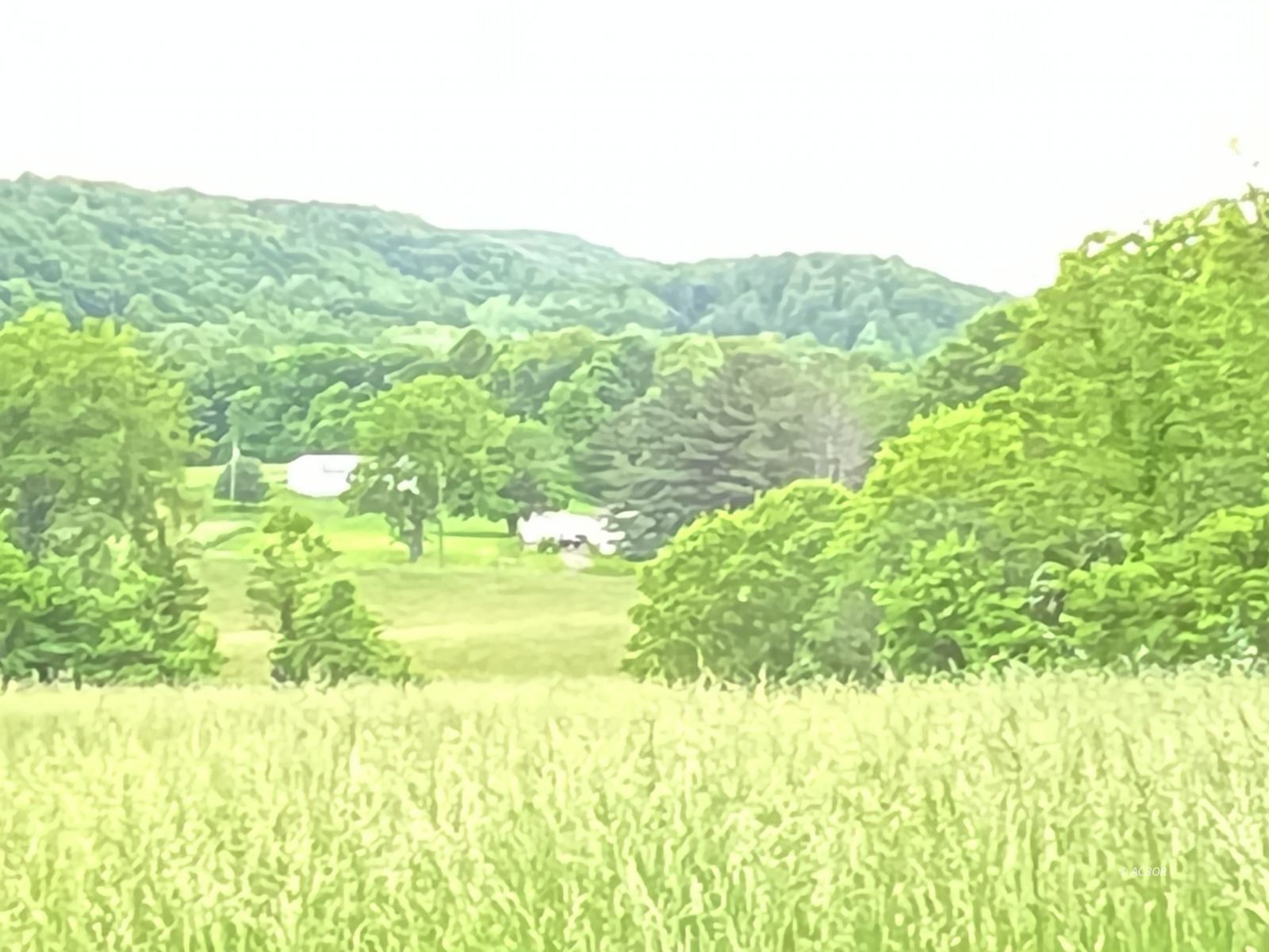 Home in distance land overlooking