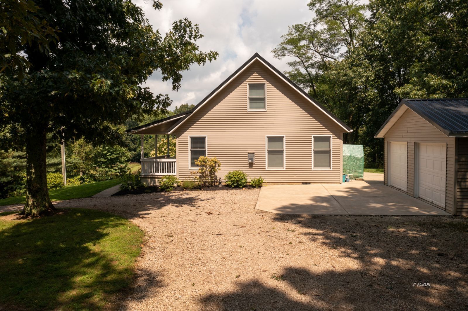 Right side of house and garage