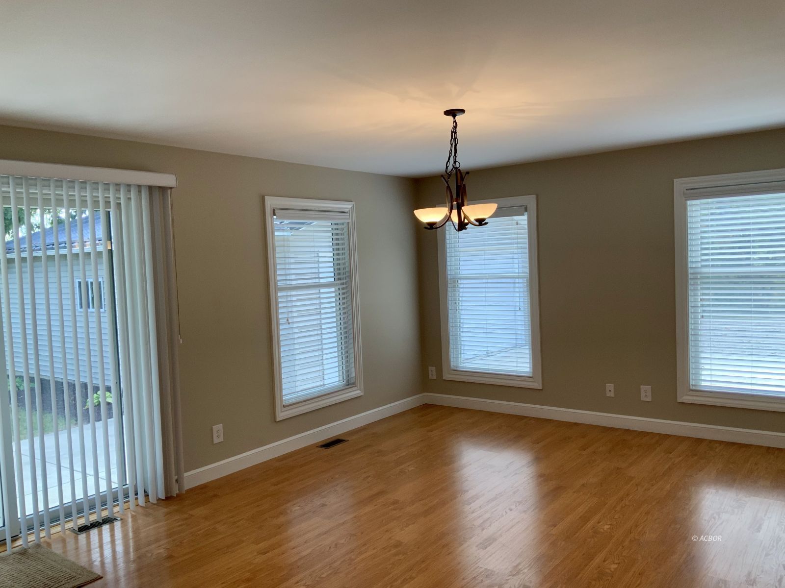 Dining room with doors to rear patio