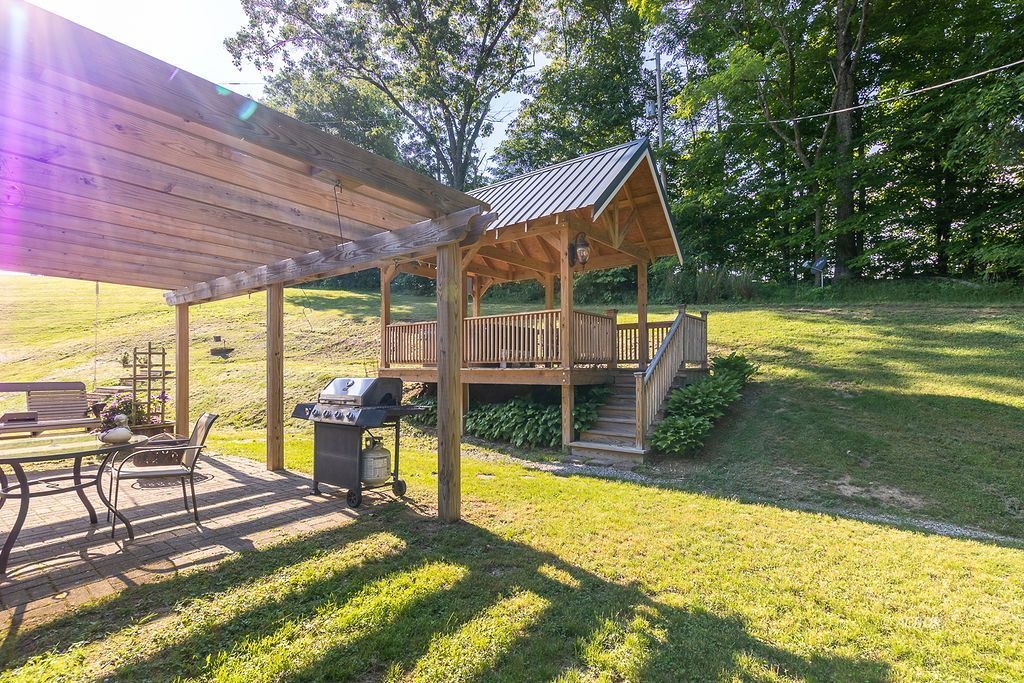 Gazebo with hot tub